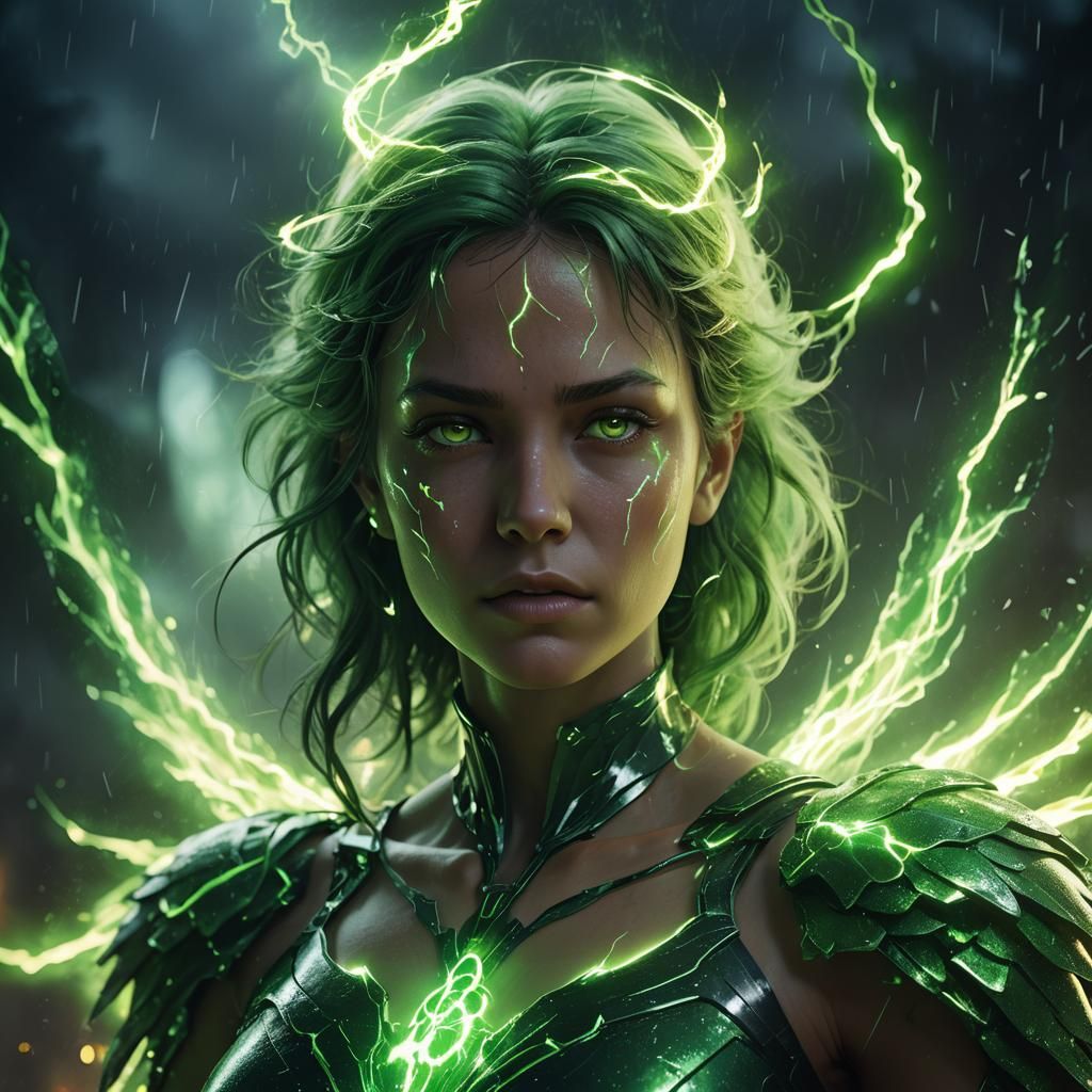 Electric Angel in Art Nouveau Style