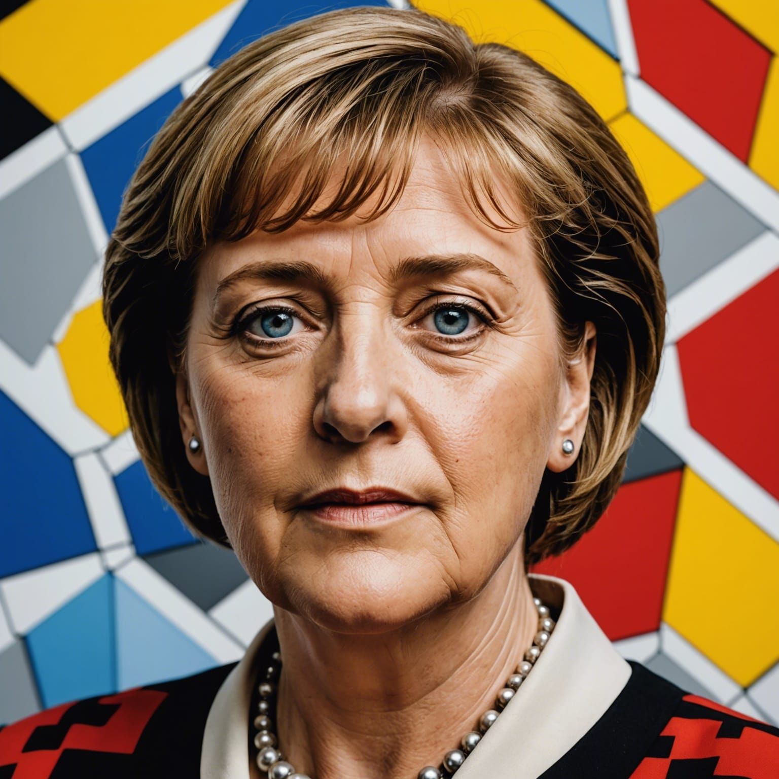Angela Merkel in Lichtenstein Pop Art Style