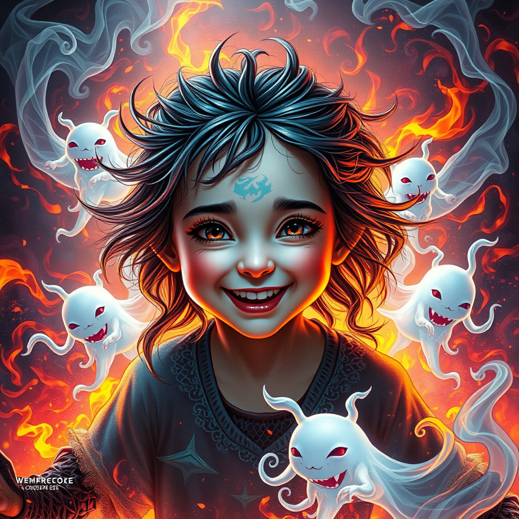 Lava Girl Celebrates with Ghosts: Unreal Engine 5 Concept Ar...