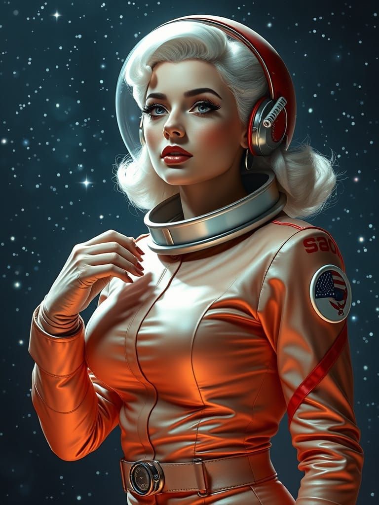 Retro Space Girl Elle in 1950s Sci-Fi Style