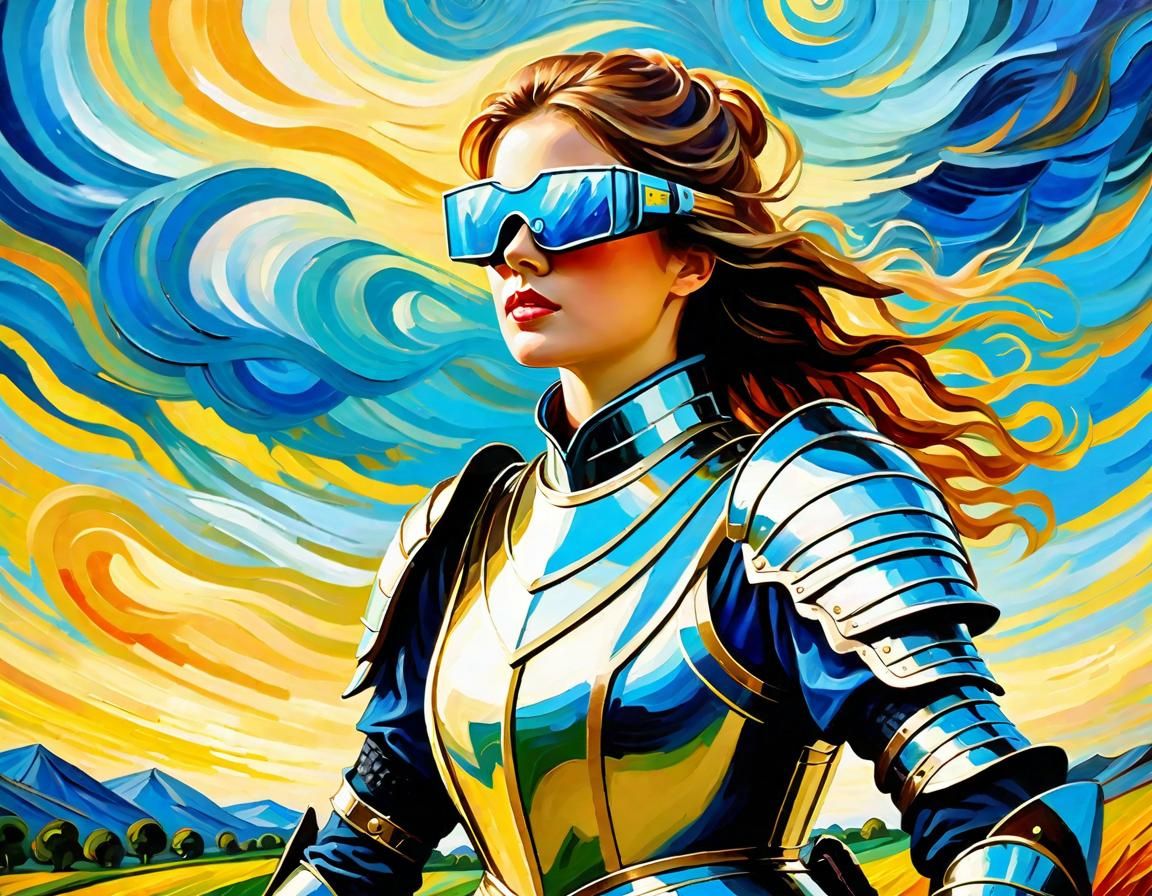 Female knight wearing AI glasses (Mysterious XL v4)