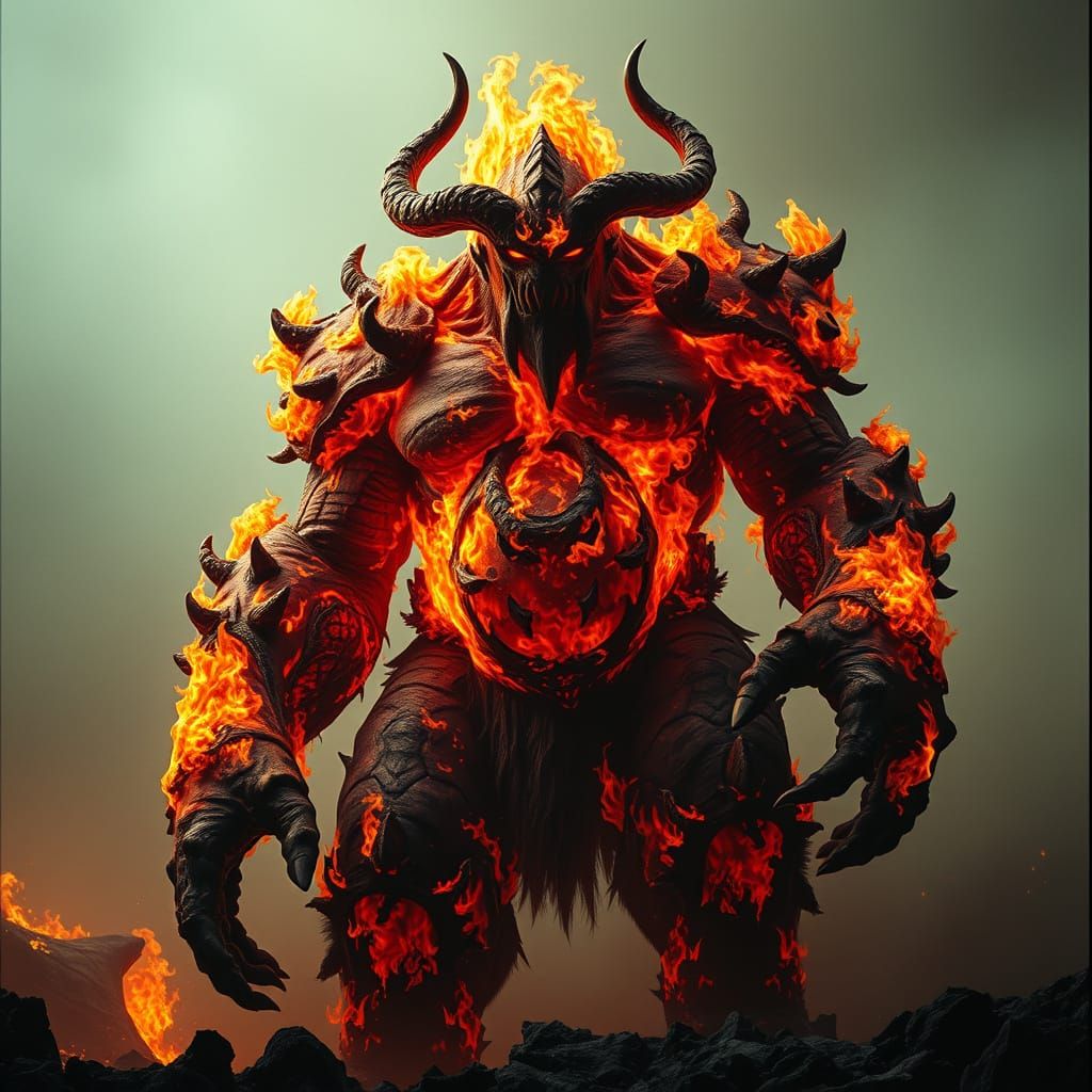 Colossal Infernal Ogre Rises from Blazing Inferno