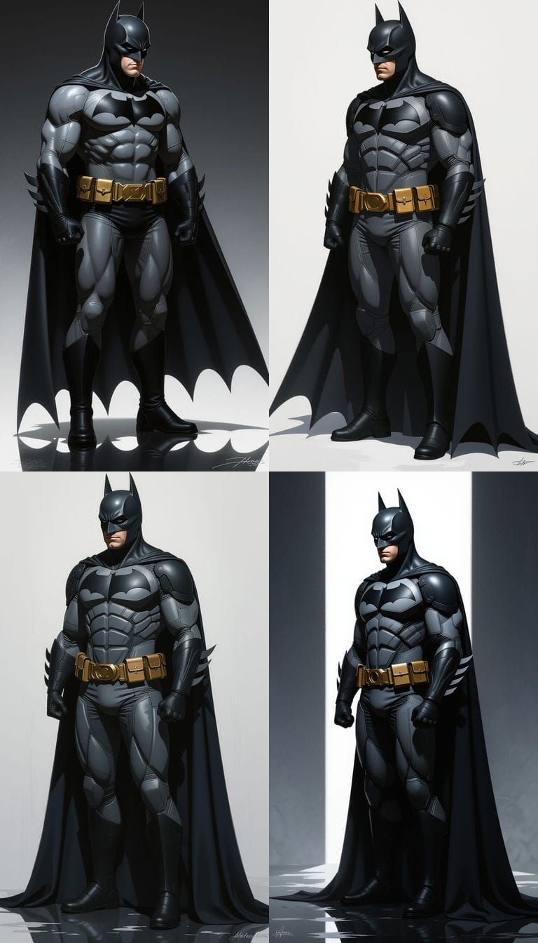 Hyper-Realistic Batman Illustration in Black and Gray