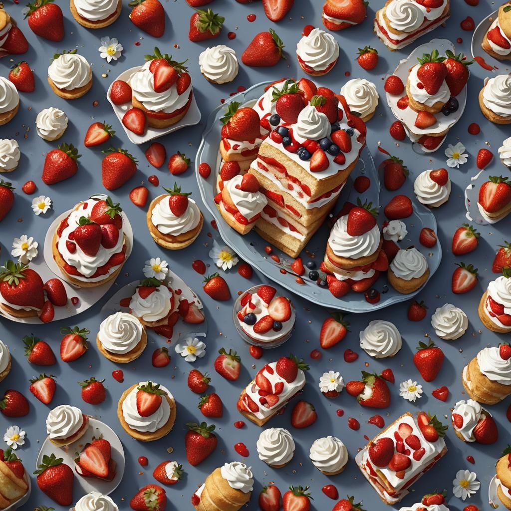 Delicious Strawberry Shortcake: Detailed Matte Painting