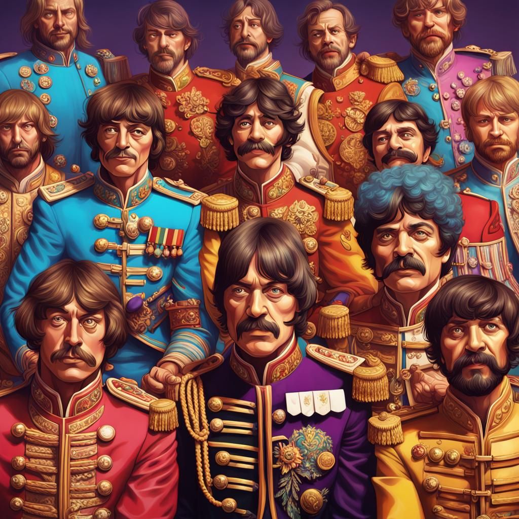 Detailed Sgt. Peppers Portrait in Art Nouveau Style