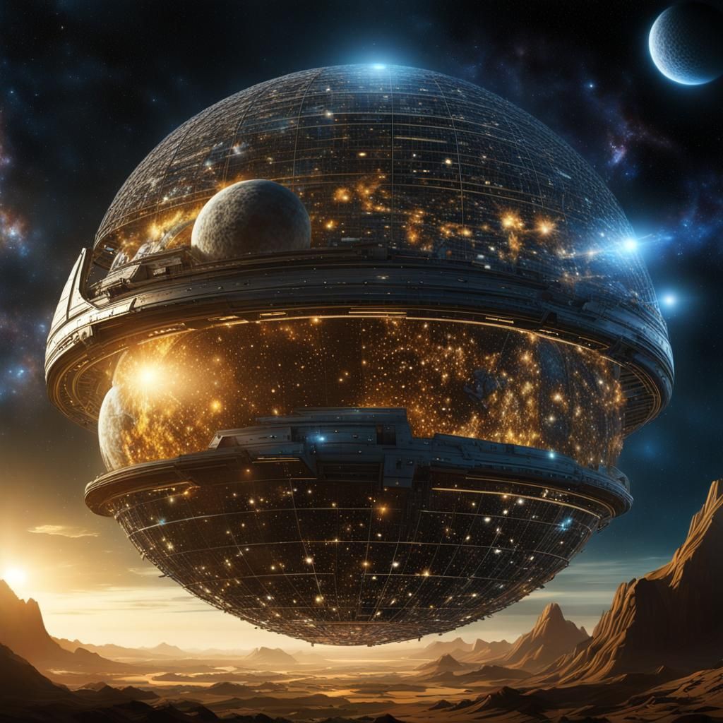 Futuristic Dyson Sphere Around Dying Star in Sci-Fi Style