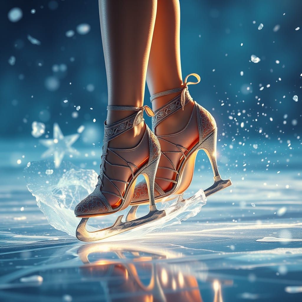 Fantastical Feet on Ice in Whimsical High Heel Sandals