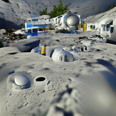 Futuristic Moon Base Digital Rendering