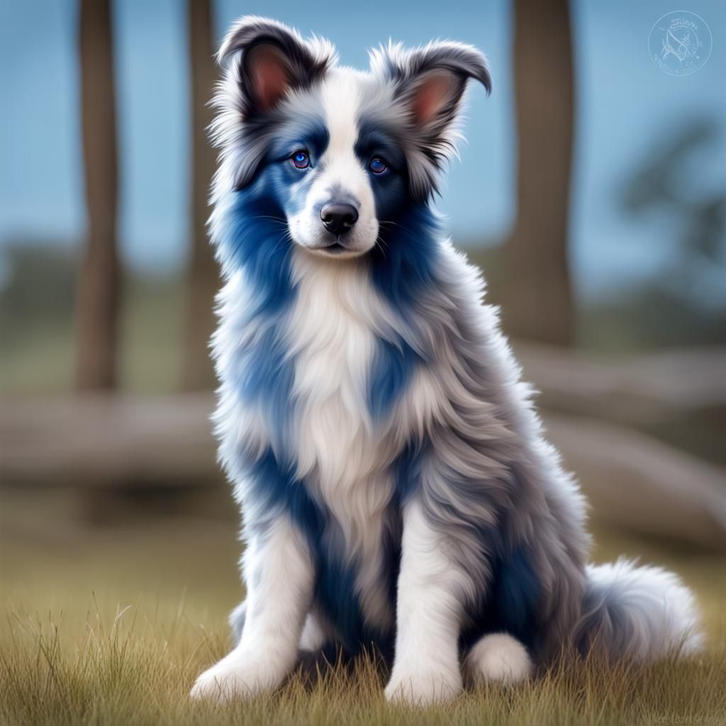 Anthropomorphic Blue Merle Aussie Shepherd