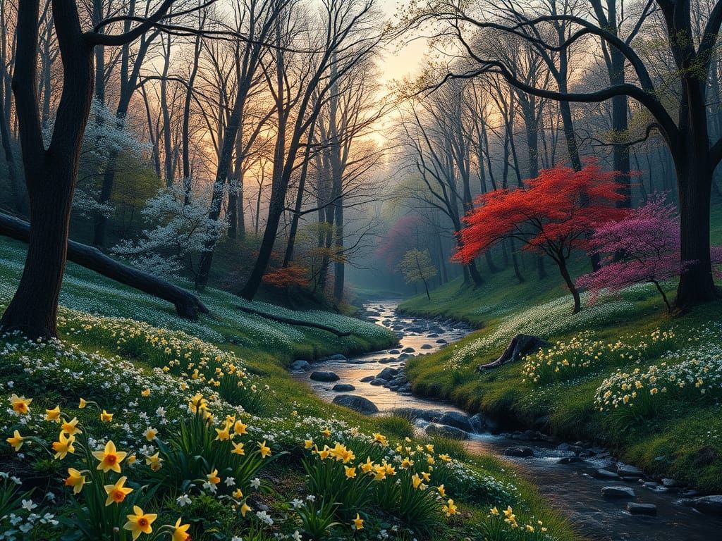 Fantastical Spring Forest in Tempered Colors
