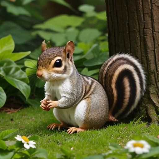 Baby Garden Squirrel in Natural Habitat