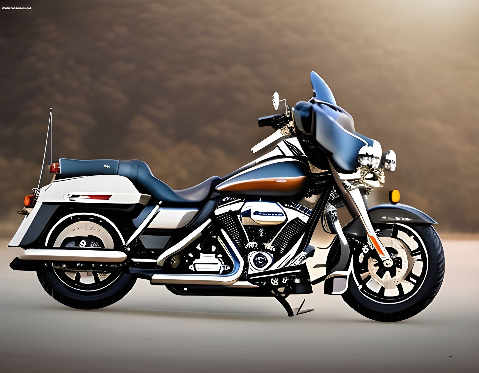 Hyper Realistic Black Harley Davidson Motorcycle