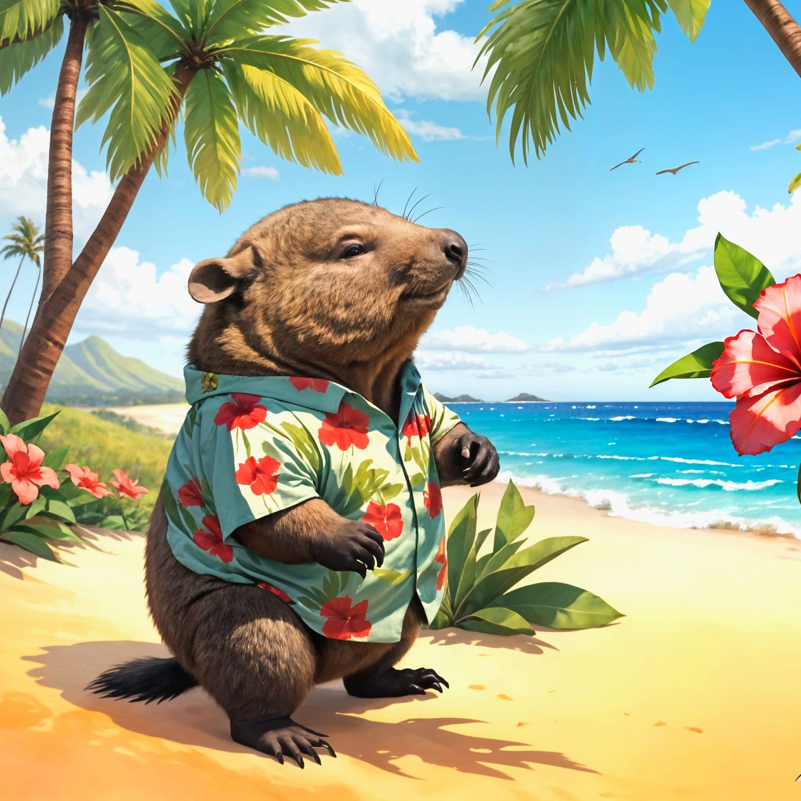 Wombat in a Tropical Paradise