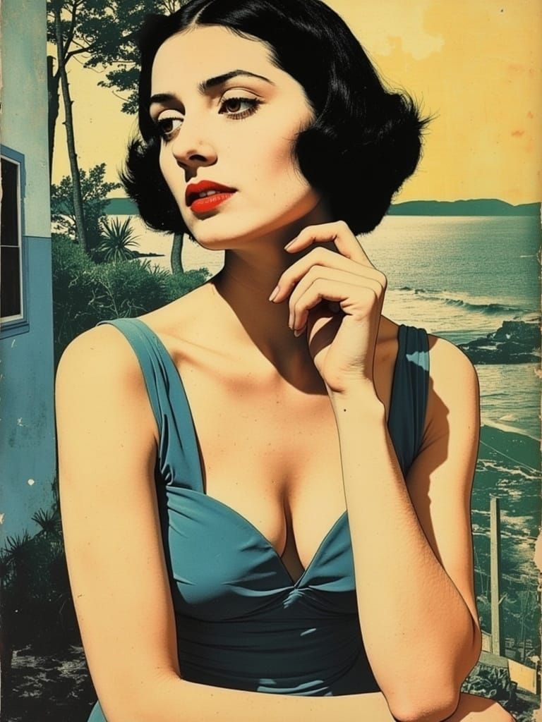 Vibrant Pop Art Portrait of Exotic Beauty in Balenciaga Dres...