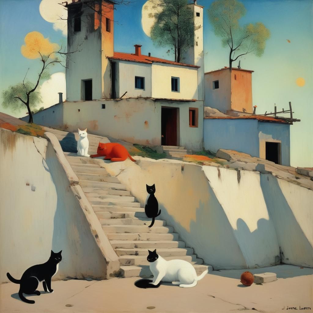Surreal Cat World Inspired by Landscape Art