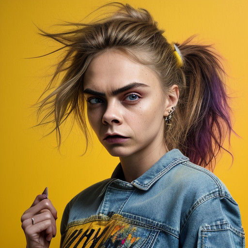 Angry Cara Delevingne in Vibrant Splash Art