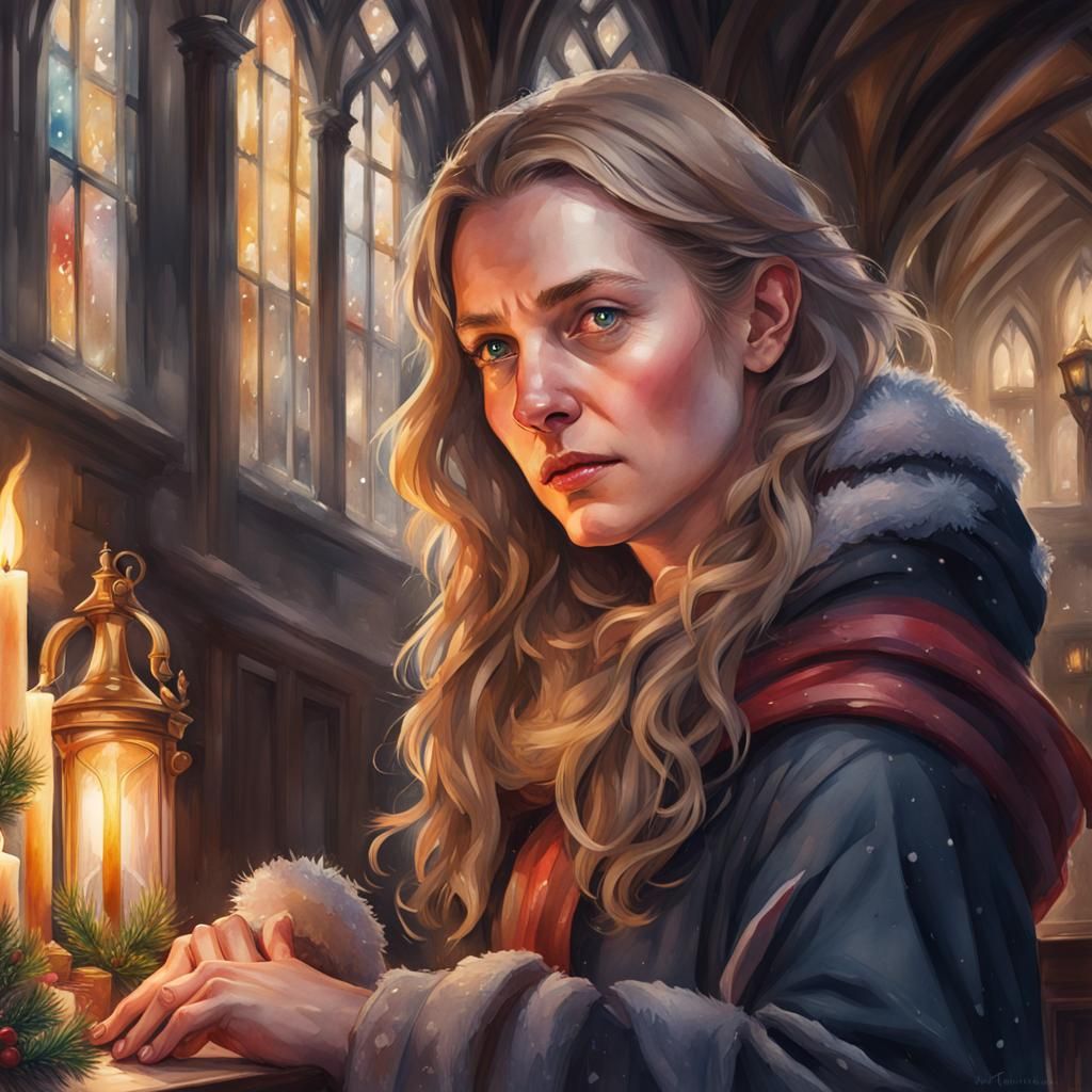 Christmas at Hogwarts: Watercolor Portrait