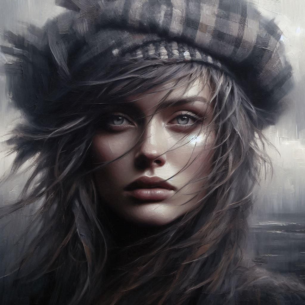 Oil Painting of Woman in Field