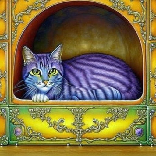 Cat in a Box: Surreal Gothic Art