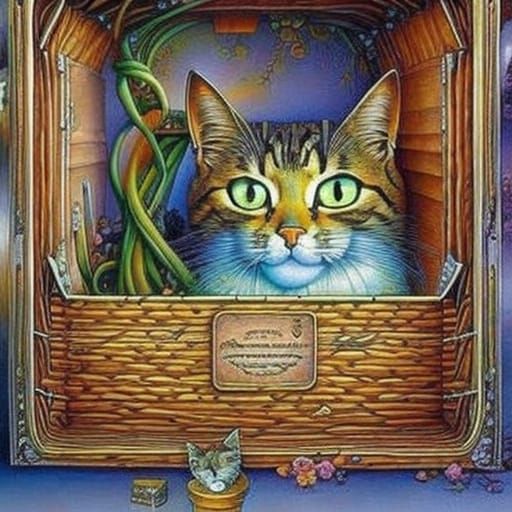 Cat in a Box: Surreal Fantasy Art