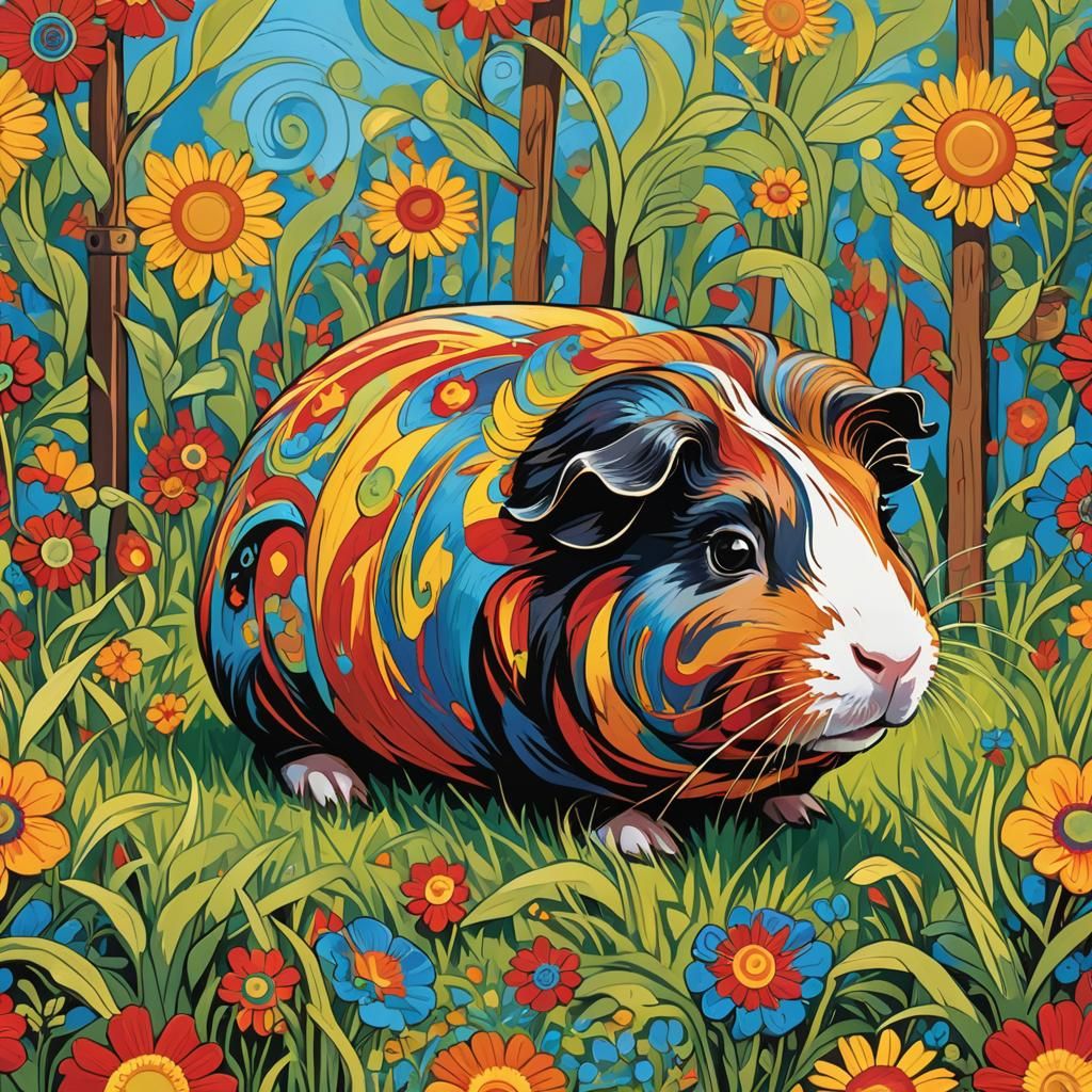 Psychedelic Guinea Pig in Pop Art Style