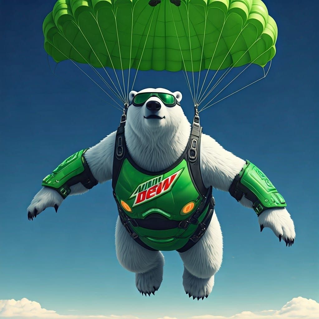 Polar Bear Skydiving in Cybernetic Armor