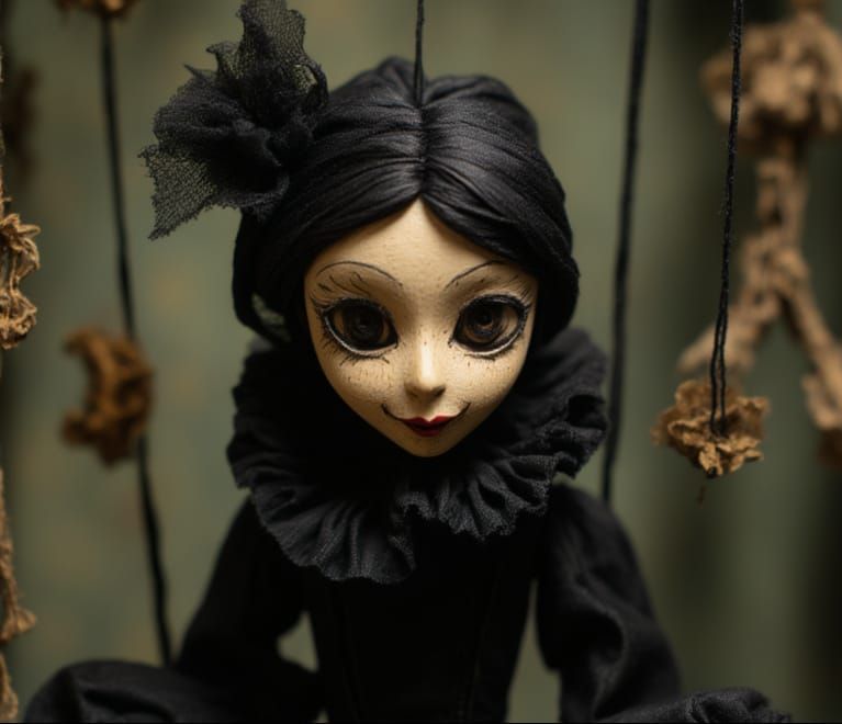 Goth Girl Marionette in Claymation Style