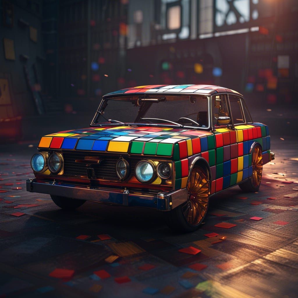 Rubik's Cube Car with Opening Wheels