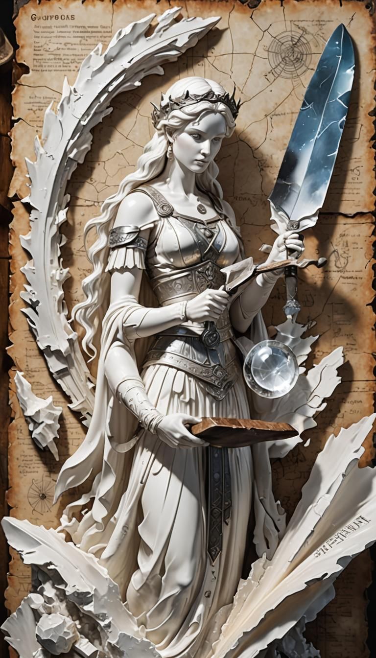 Blacksmith Goddess Teaching a Boy, Hyper-Realistic Detail