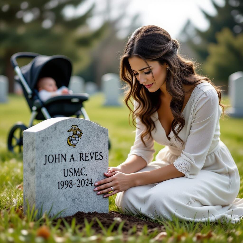 Widow's Grief at Marine's Grave