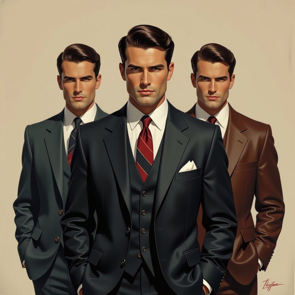 Men's Postwar Fashion in Hyperrealistic Style