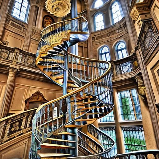 Elegant Spiral Staircase in Grand Room