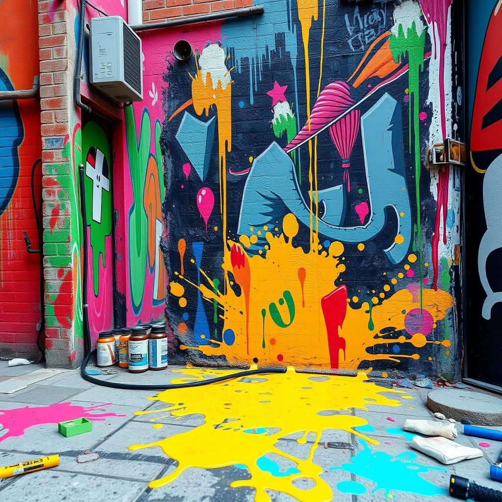 Hyper-Realistic Pop Art Street Scene in Vibrant Colors