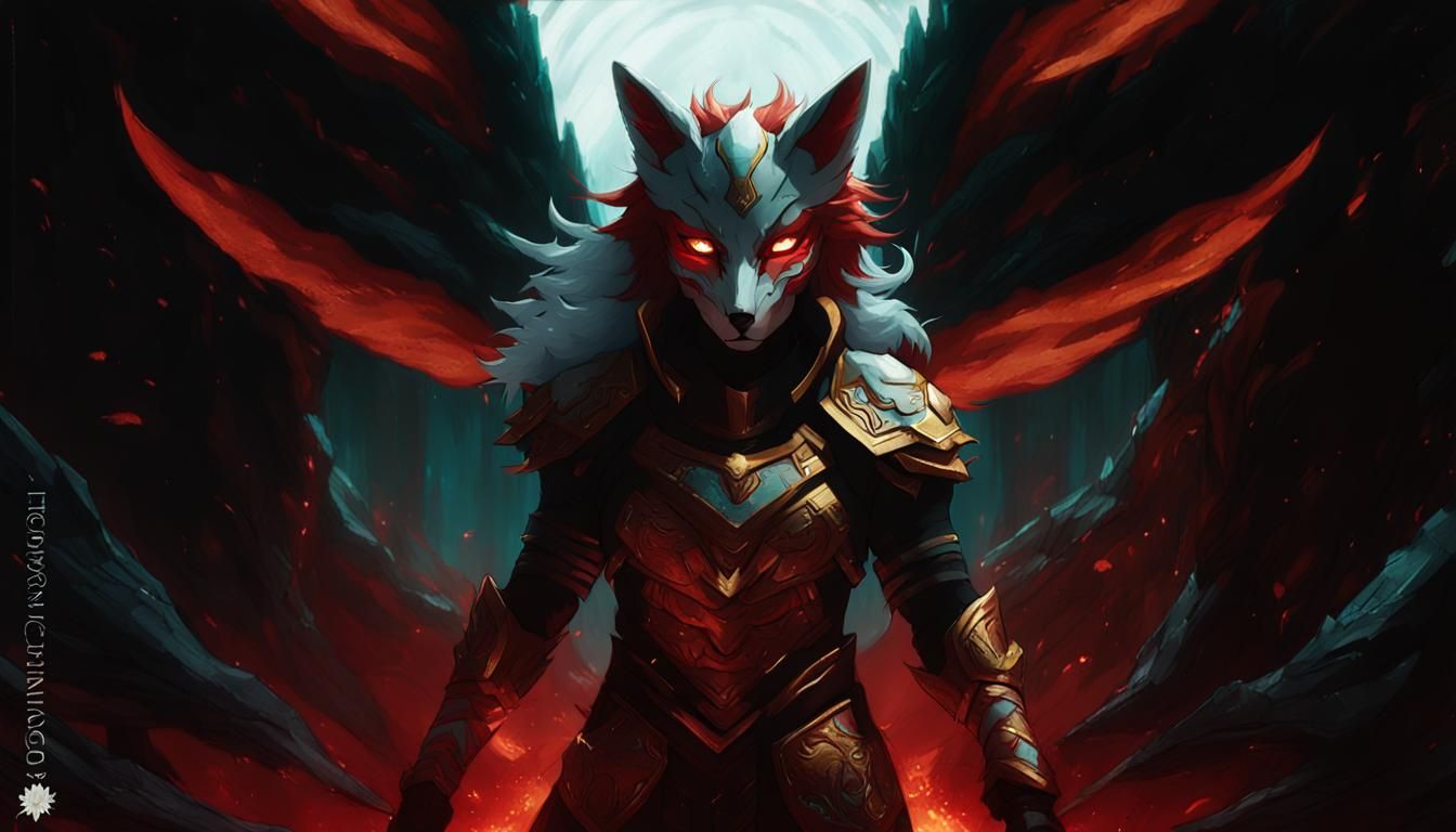 Fantasy Kitsune Warrior in White Armor
