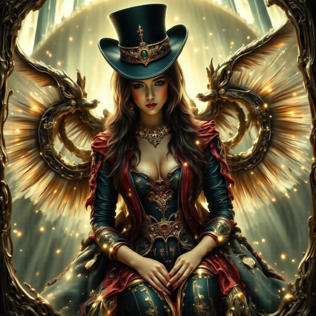 Steampunk Girl with Goggles and Top Hat