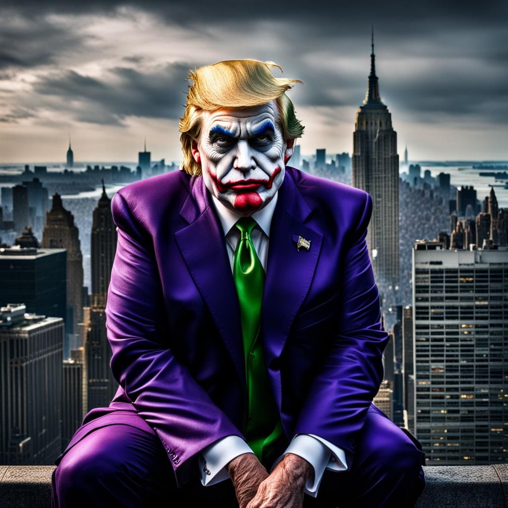 Donald Trump as Joker in Hyperrealistic Style