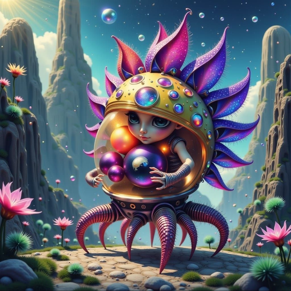 Cosmic Astronaut Spider-Octopus in a Vibrant, Biomechanical ...