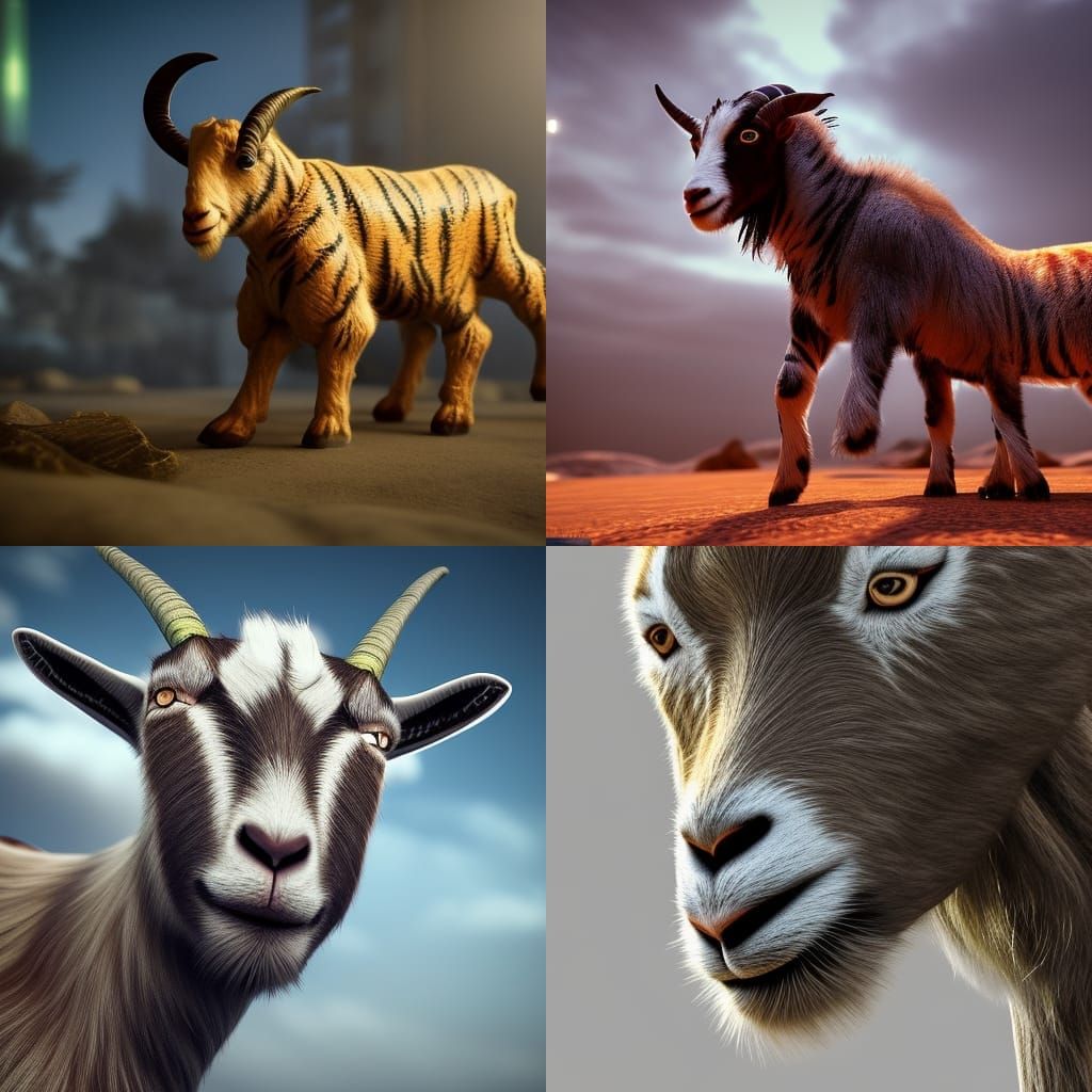 Futuristic Goat Tiger Hybrid with Mech Details