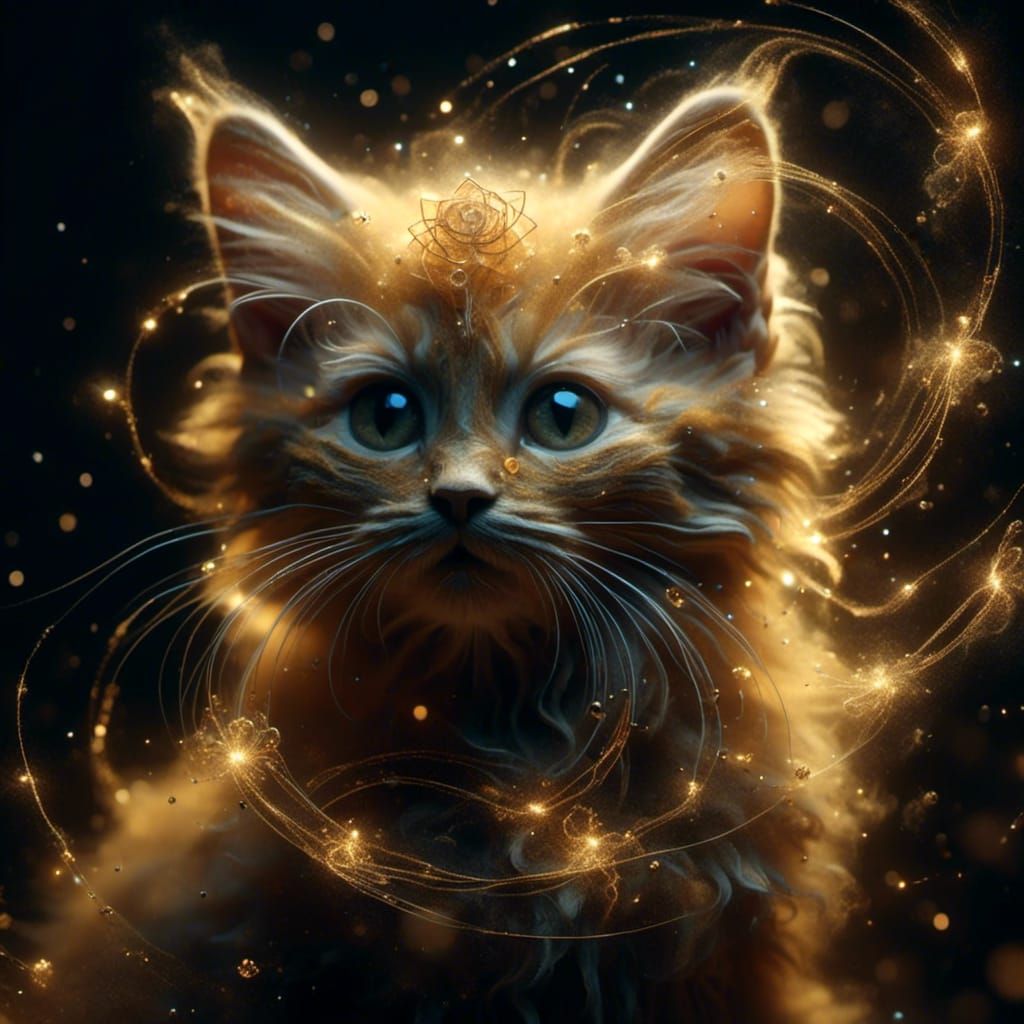 Ethereal Golden Spirit Kitten of Light