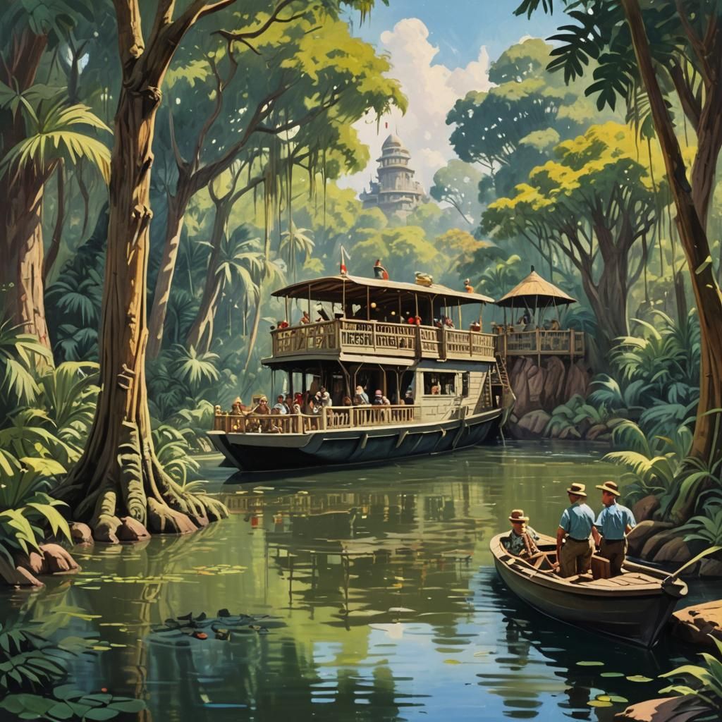 Disney's Jungle Cruise: Gouache and Oil Painting