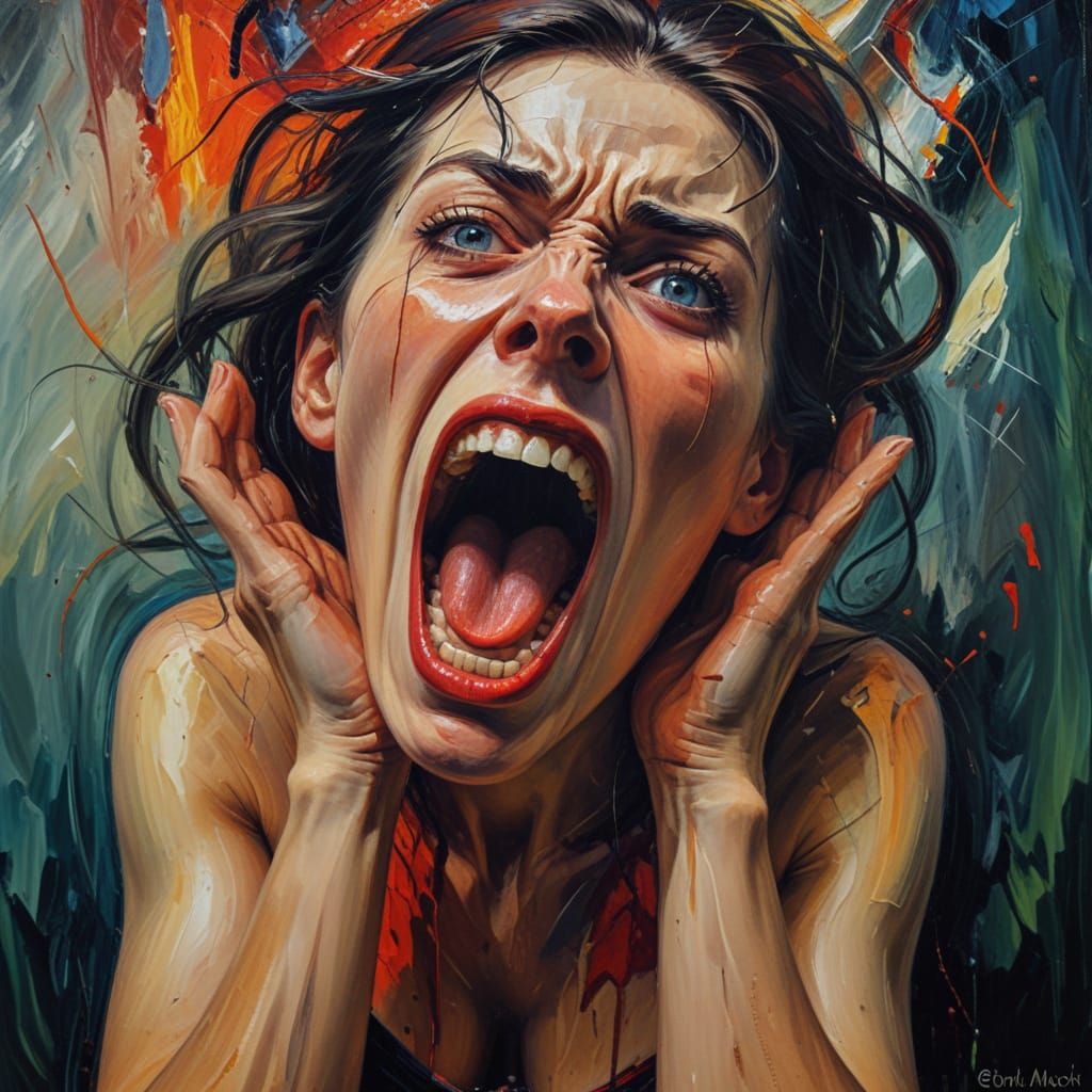 Expressionist Portrait of a Woman in Ultimate Terror
