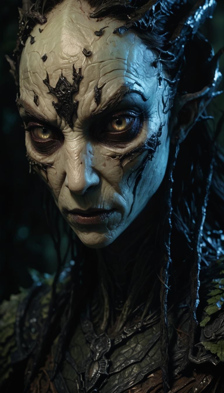 Horror Forest: Detailed Female Creature in 8K