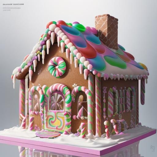 Whimsical Gingerbread House in Candy Art Style