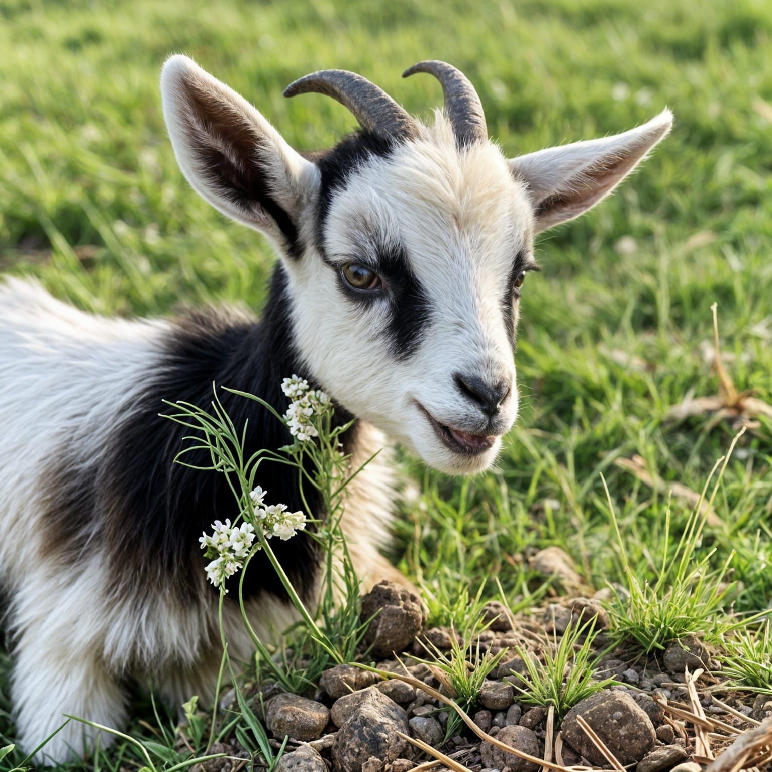 Whimsical Goat in a Dr. Seuss Landscape