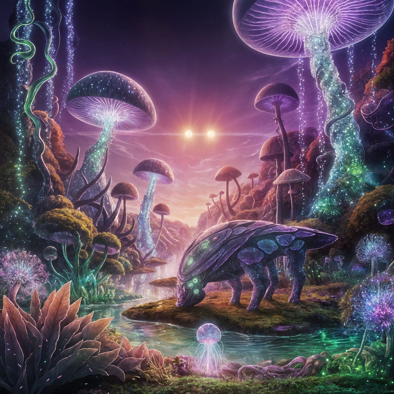 Enchanting Alien Landscape in Vibrant, Lush World
