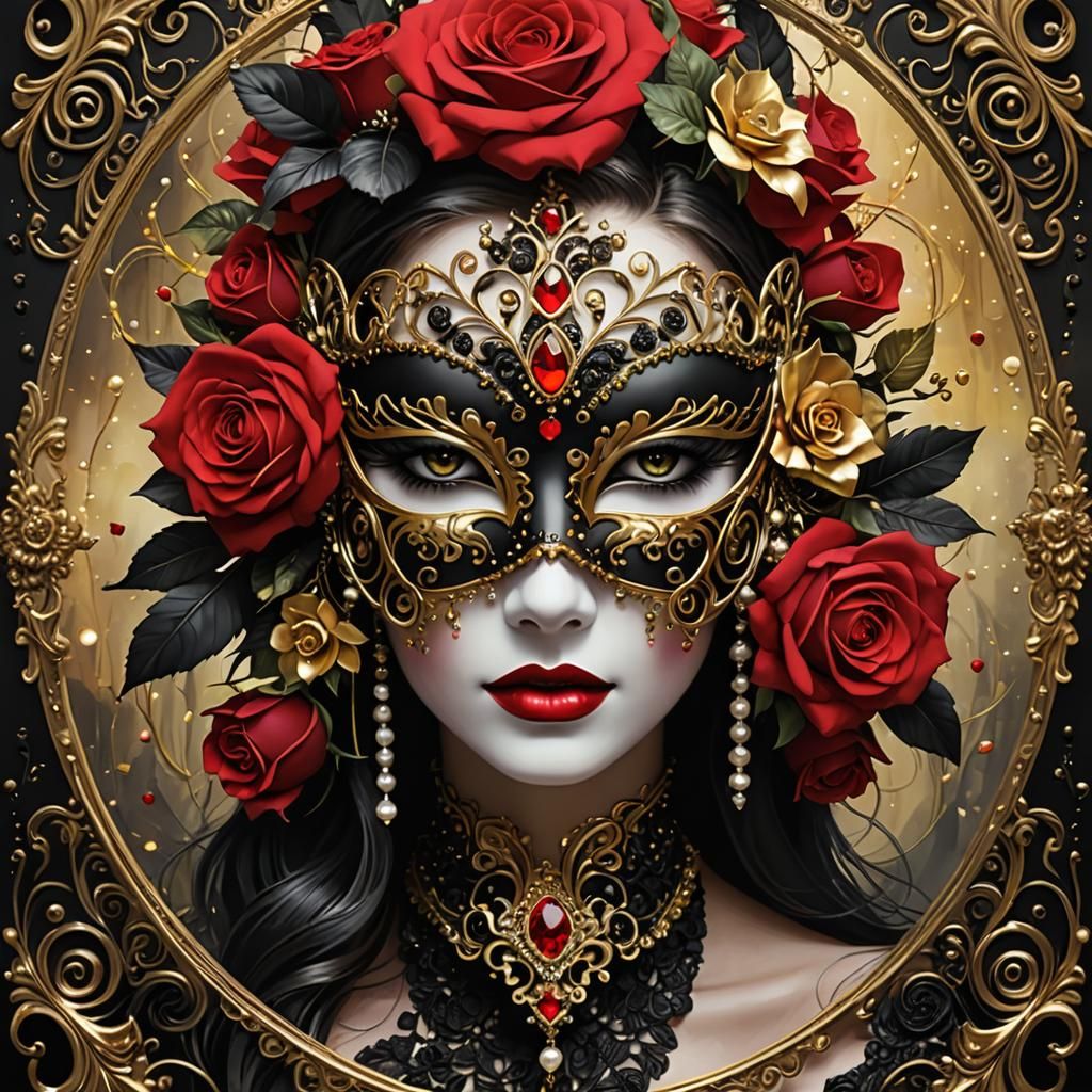 Intricate Masquerade Mask in Vivid Colors and 3D