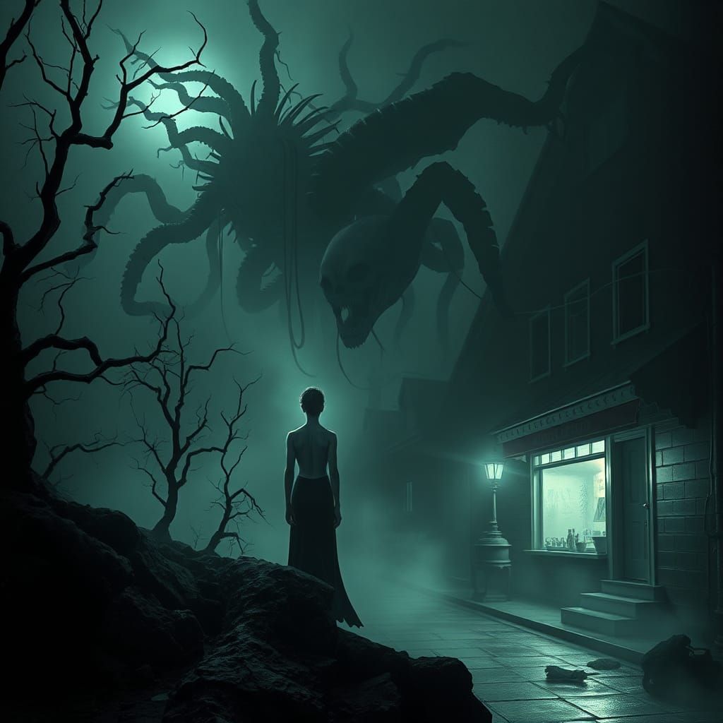 Eerie Body Horror Scene in Junji Ito Style