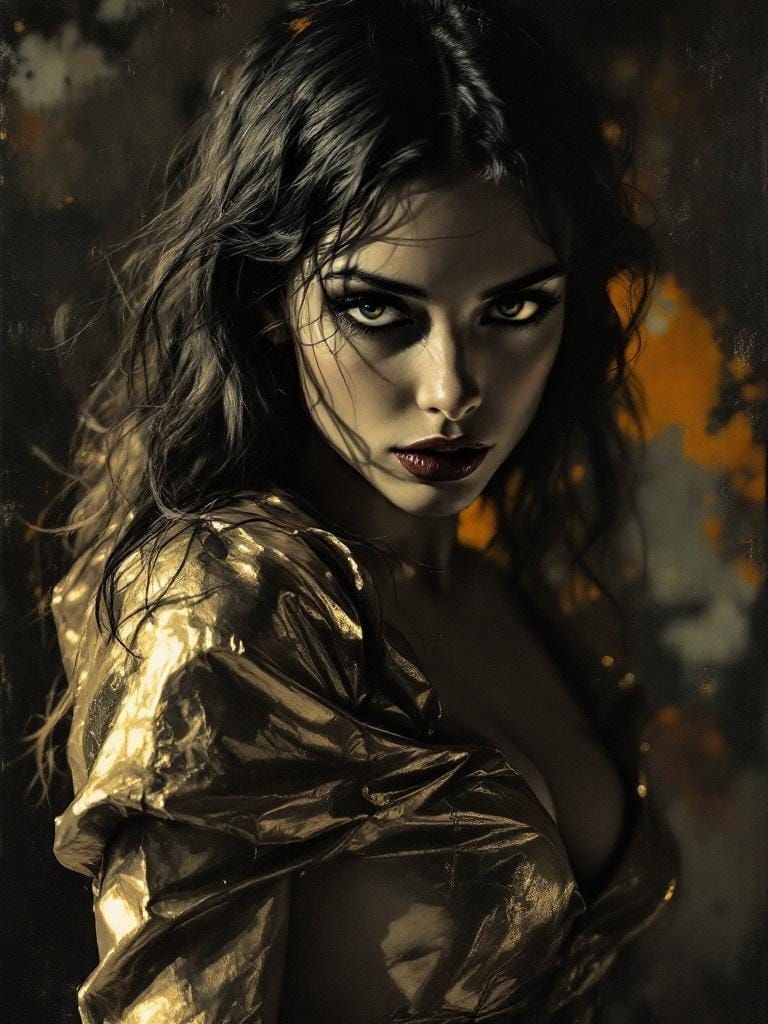 Swedish Pin-Up in Film Noir Impasto Style