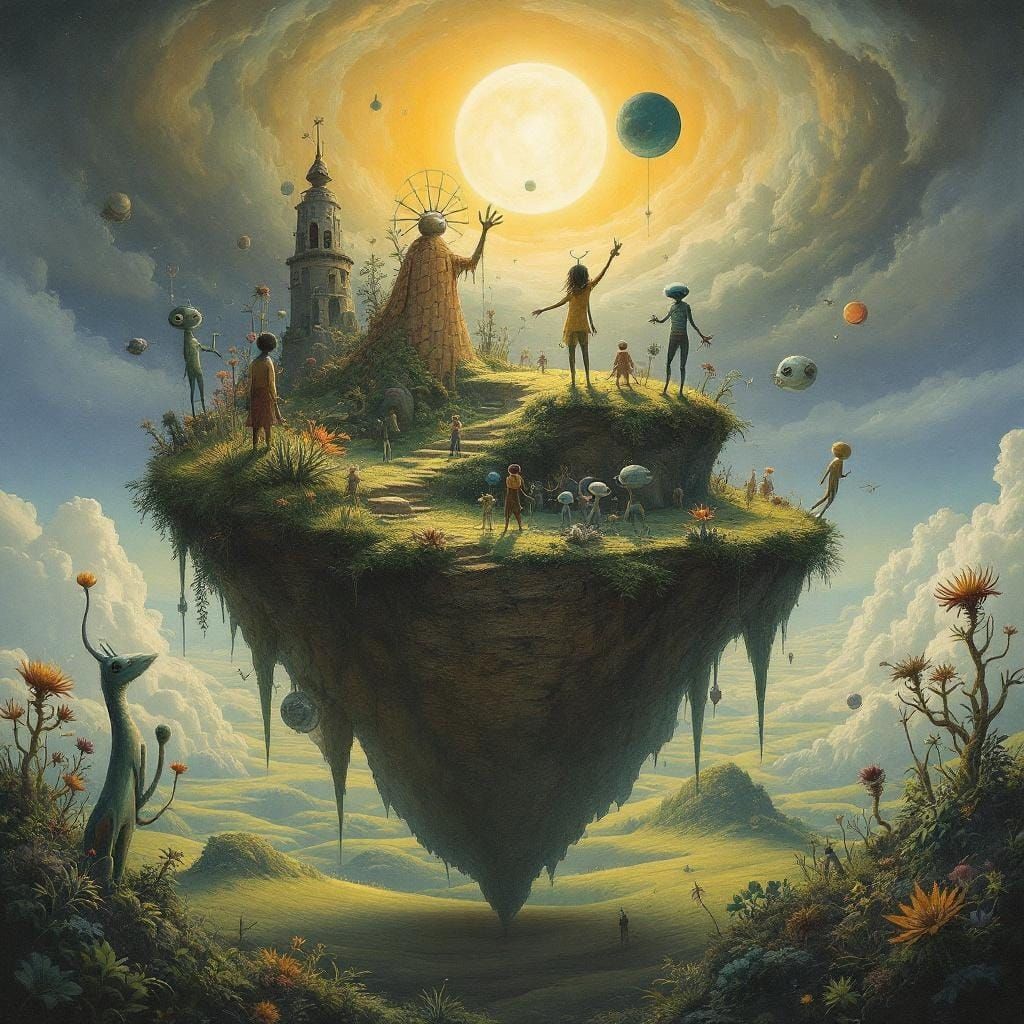 Surreal Floating Island Dreamscape in Surrealist Style