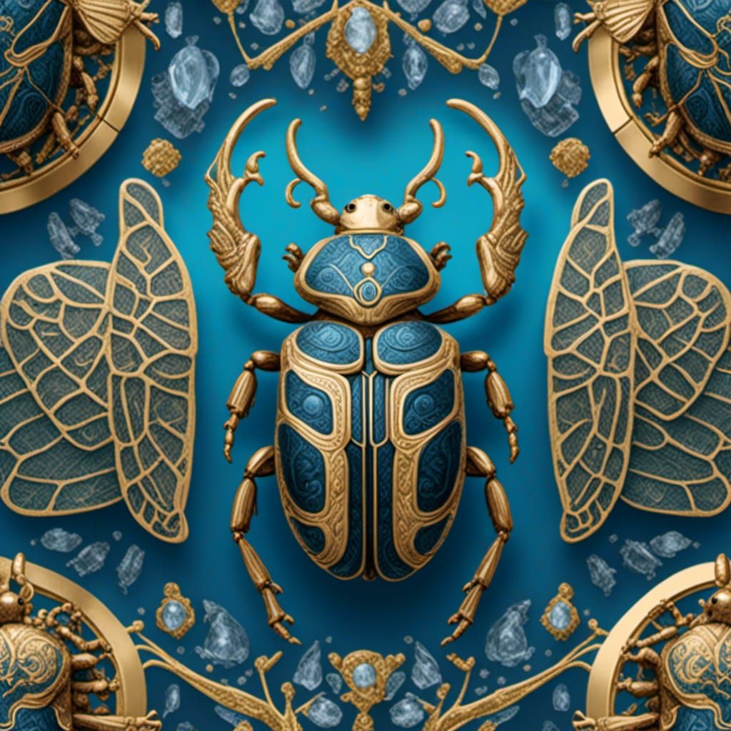 Scarab Beetle Vector Art with Robotic Details